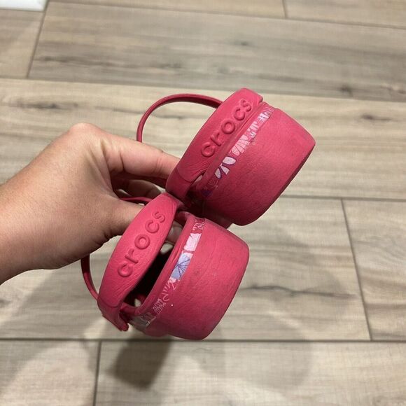 Crocs Karin Butterfly Floral Double Strap Mary Jane Clogs Girls Size 13 - Picture 5 of 10